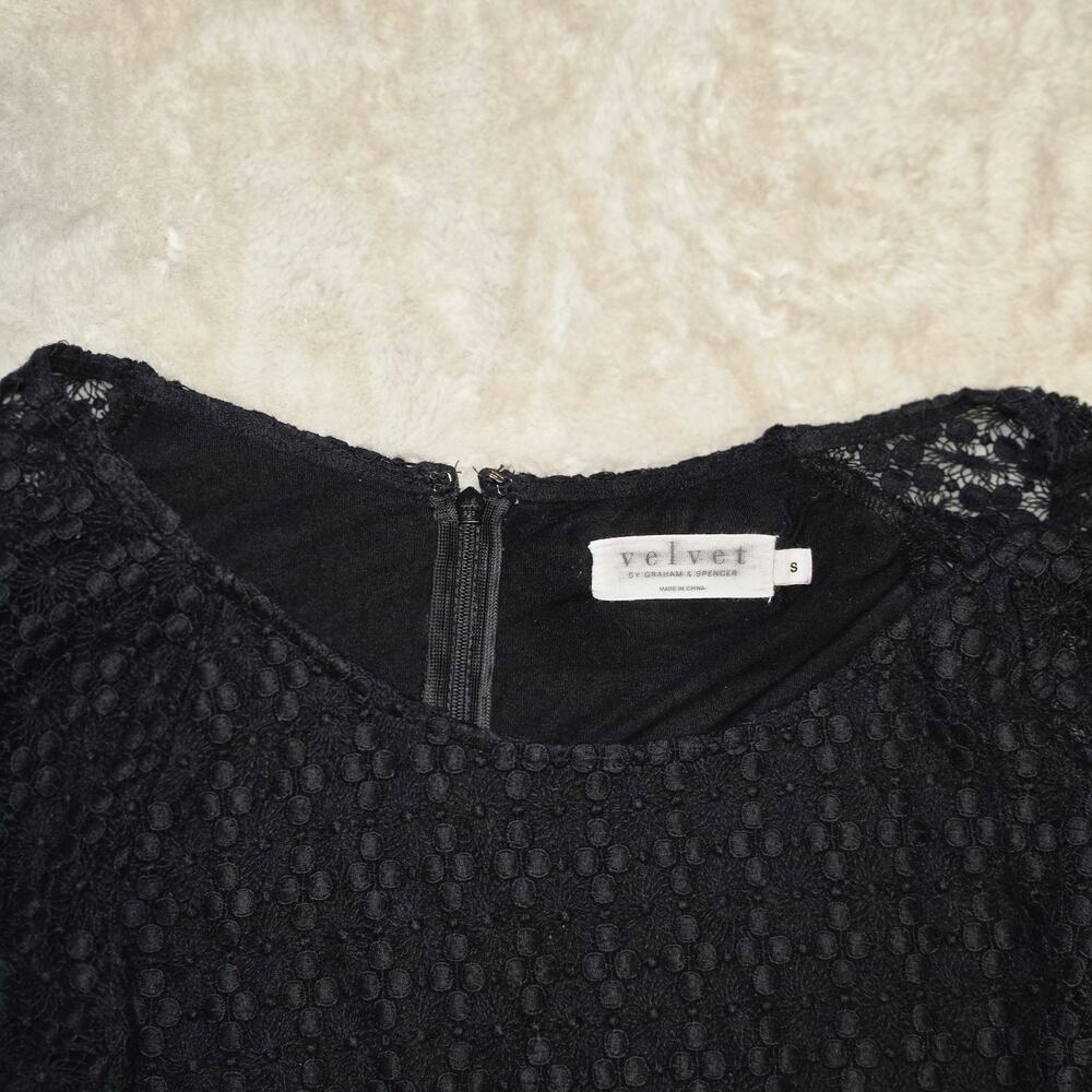 Velvet by Graham & Spencer Black Lace Sheath Dress Women’s Size S 3/4 Sleeve - Picture 5 of 8